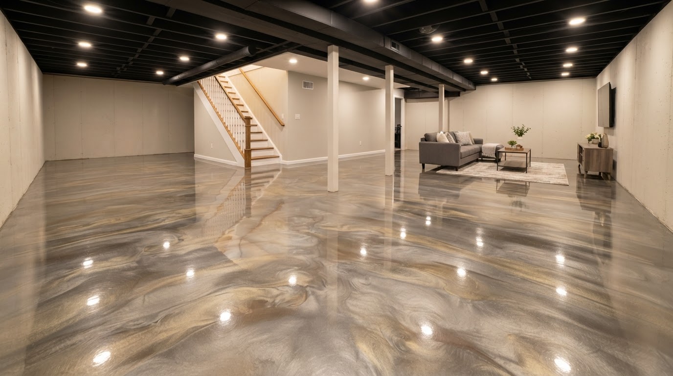 Metallic Basement Floor — After