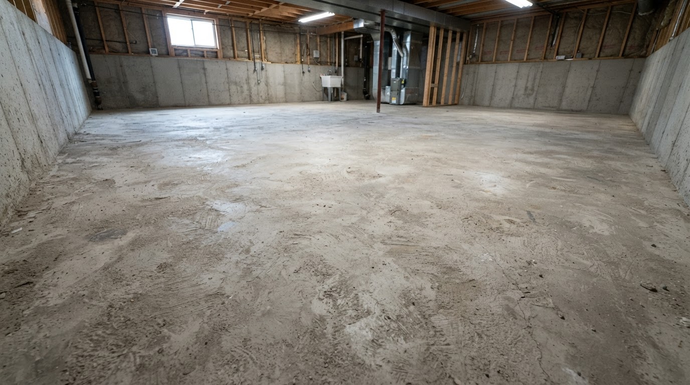 Metallic Basement Floor — Before