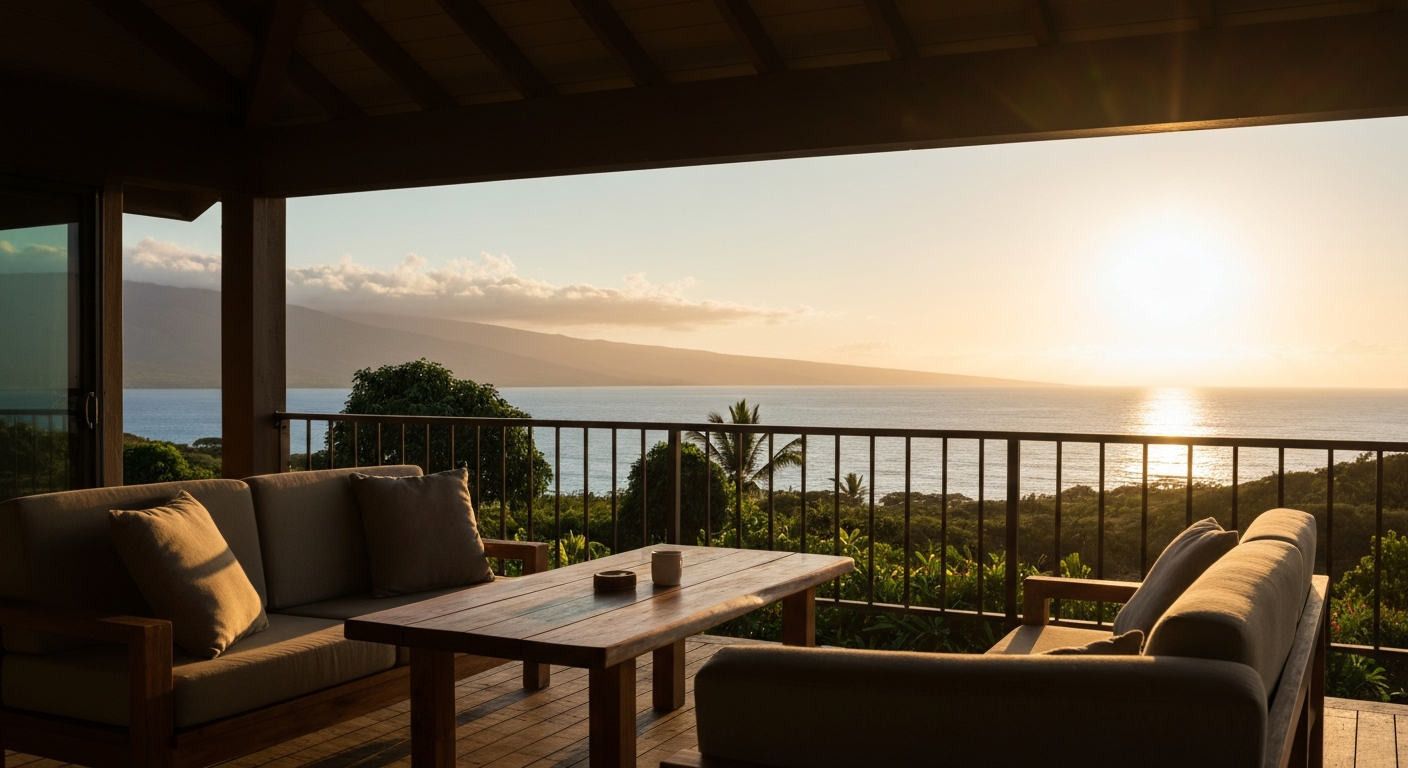 Morning coffee overlooking the ocean from a lanai