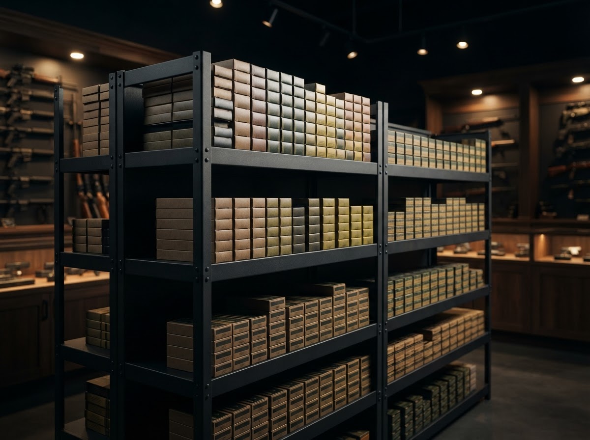 Organized ammunition inventory at Flathead Gun Shop
