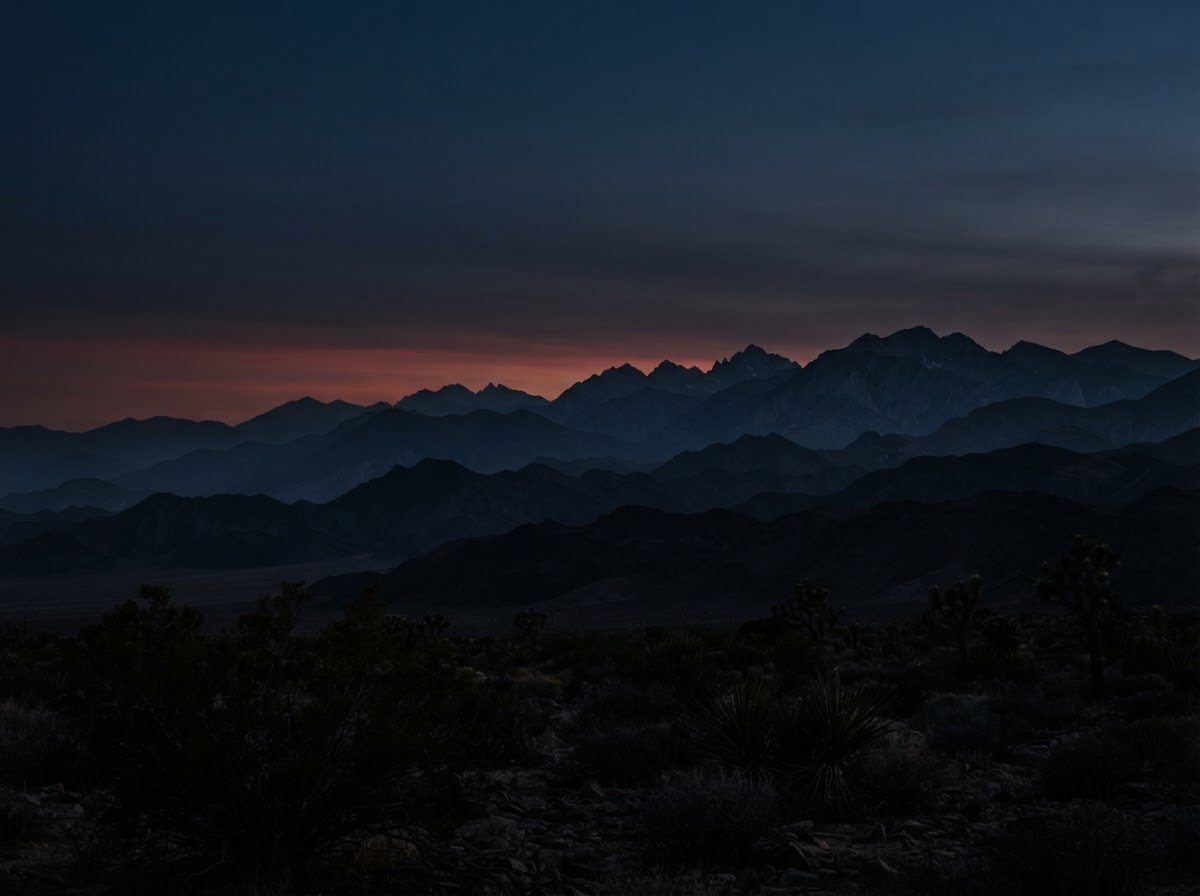 Mountain ridge silhouette over the Flathead Valley