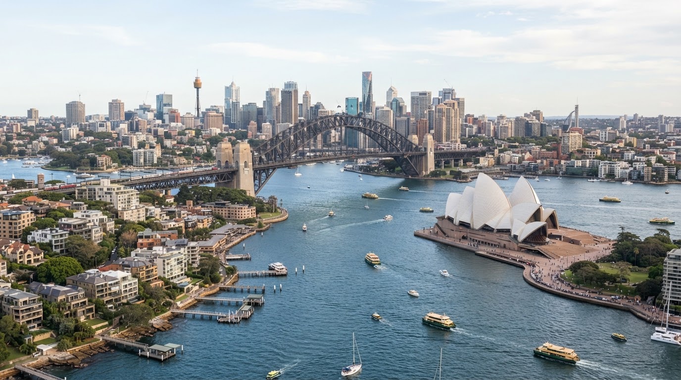 Sydney Australia skyline and harbour architecture