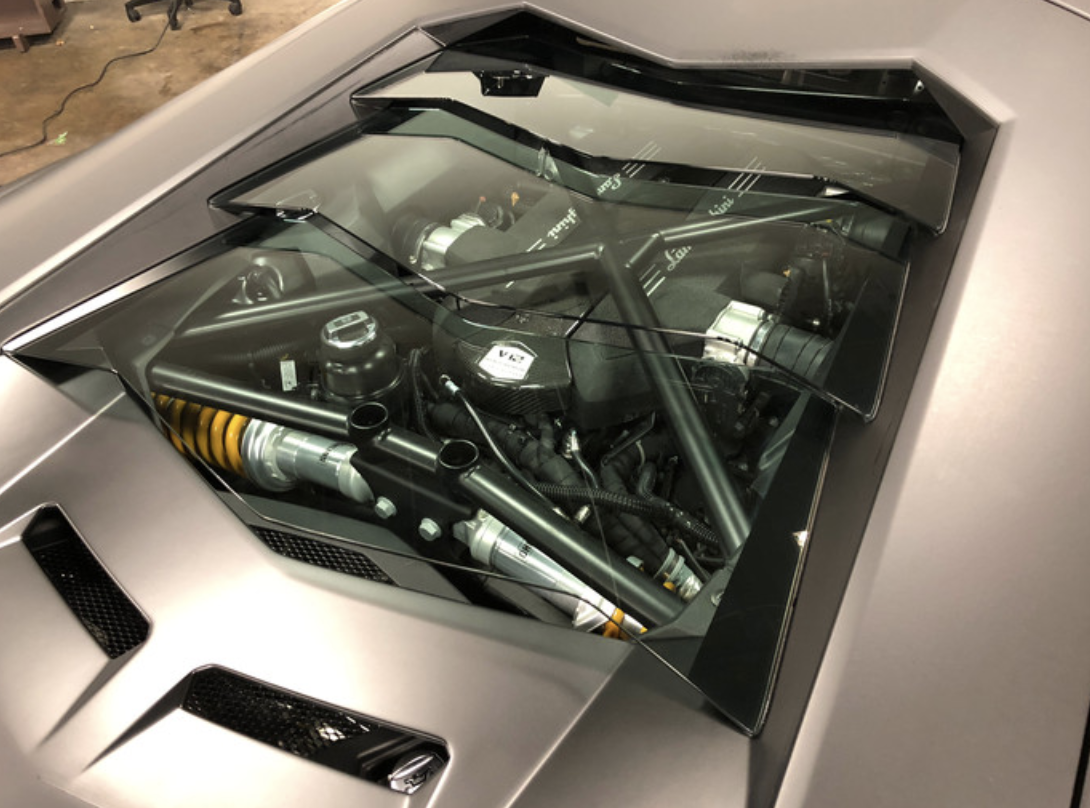 Lamborghini Aventador LP700-4 — 6.5L V12 engine bay detailing and glass coating