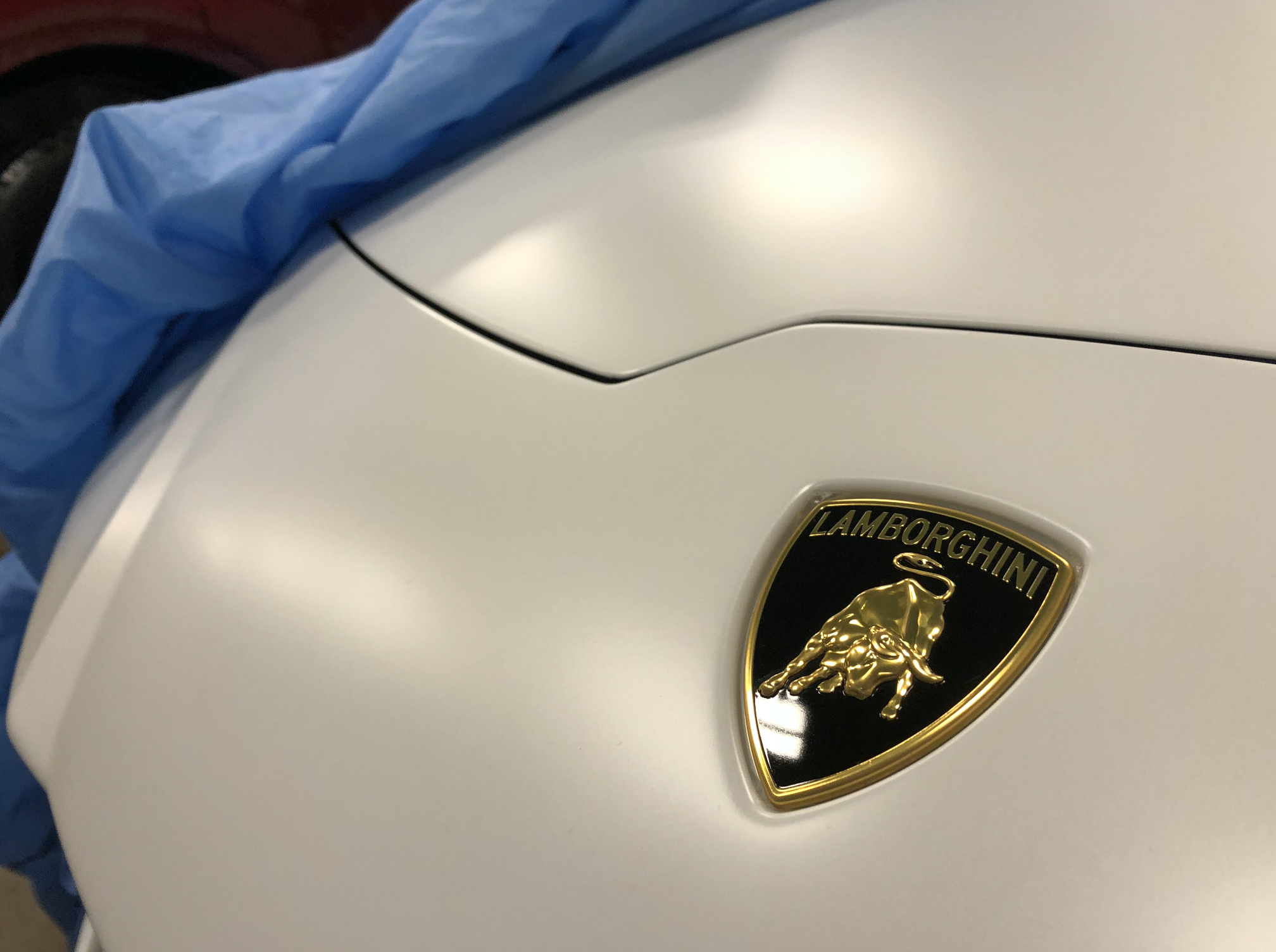 Lamborghini Huracán Coupe — Macro badge — precision-tucked edge alignment