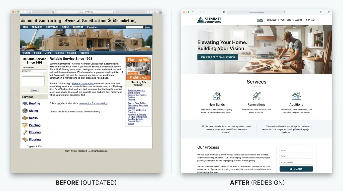 Before and After Website Transformation Comparison