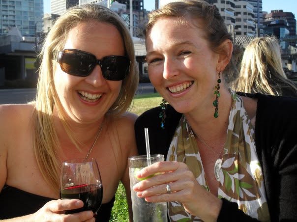 Phillippa and Alayna enjoying drinks and laughs together
