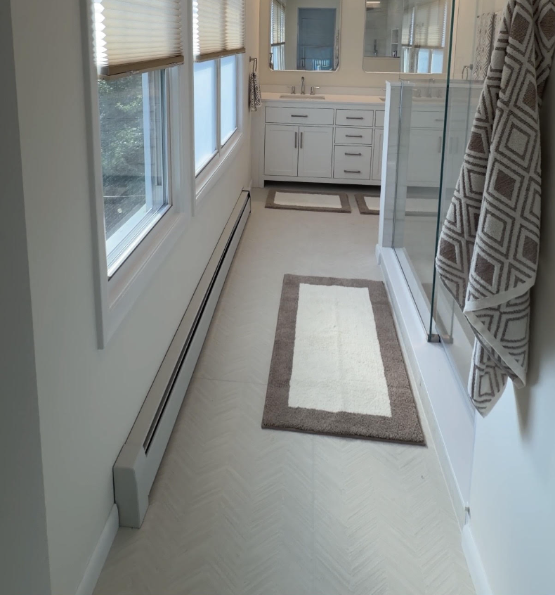 Precision tile installation and master bathroom floor tile by Task and Build in Norwalk CT
