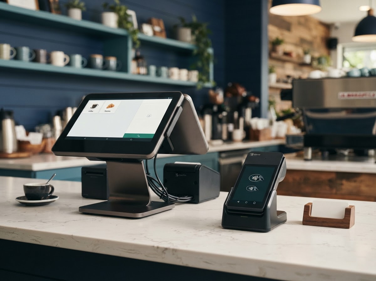 Clover POS payment terminal on a retail counter