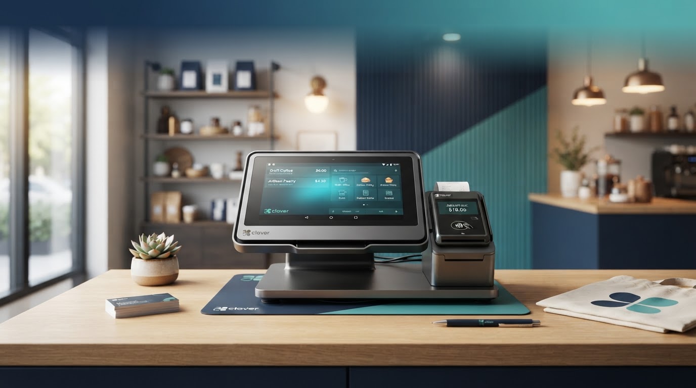 Clover POS payment terminal on a retail counter