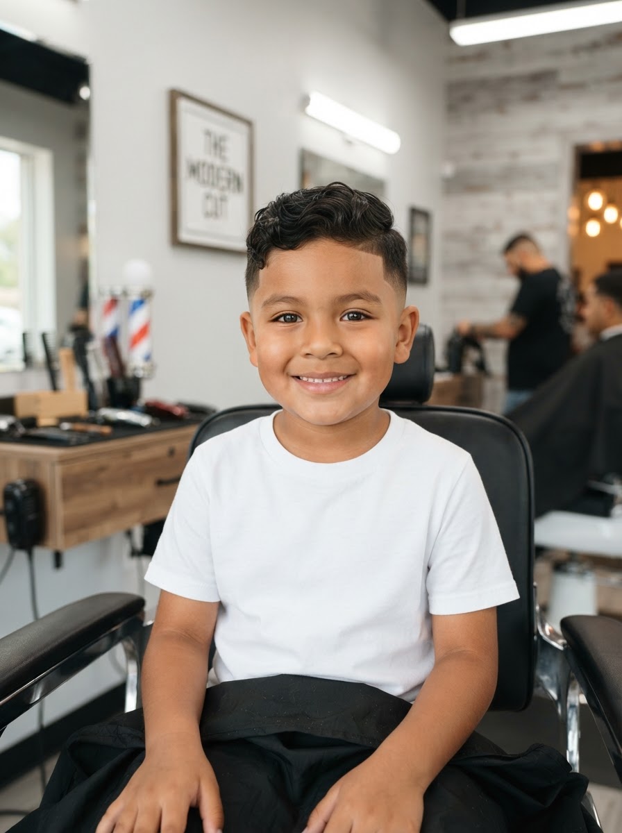 Kids Wavy Top Fade kids haircut style
