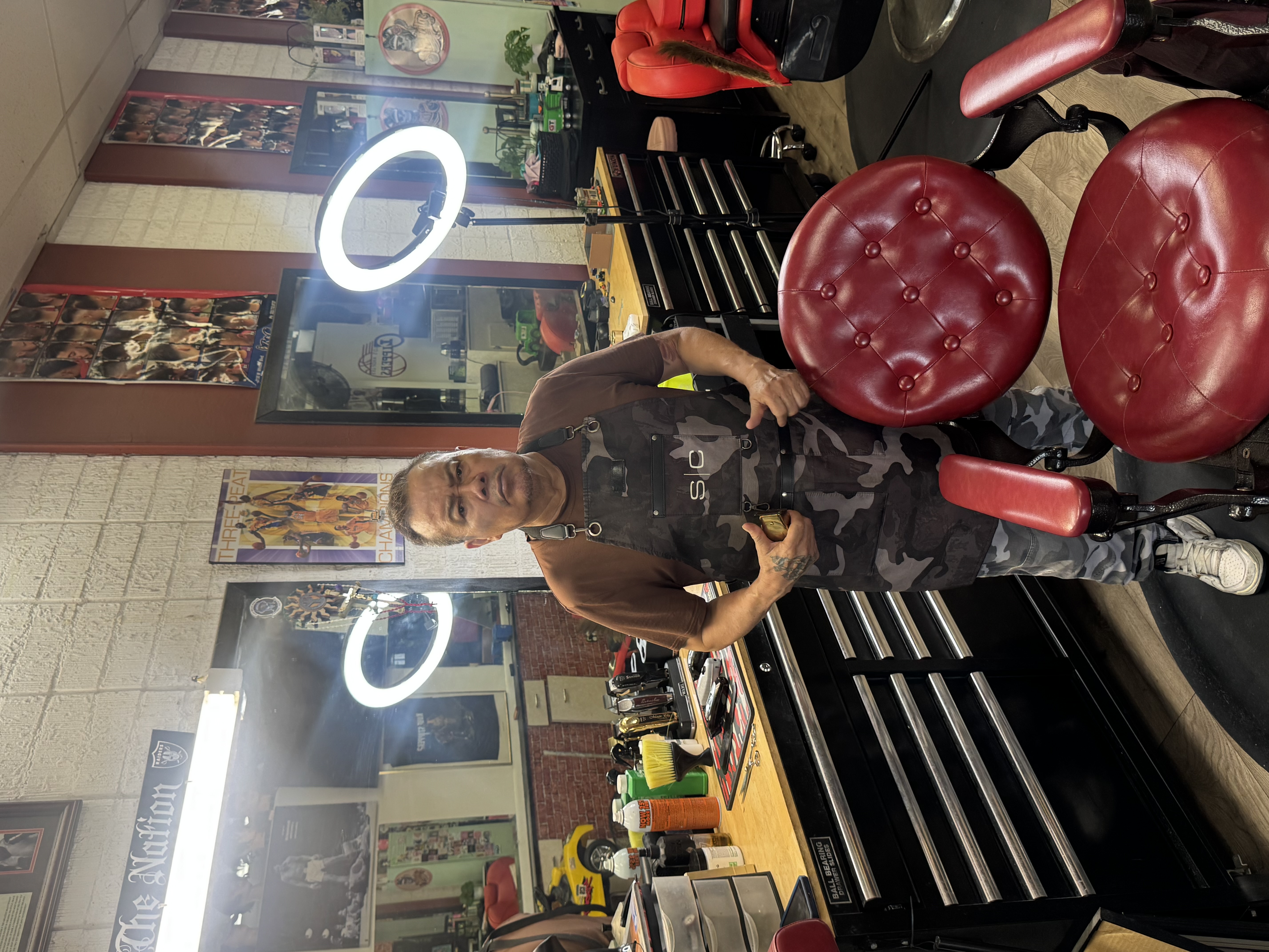 Ricardo, licensed barber at R&C Barbershop in Montebello