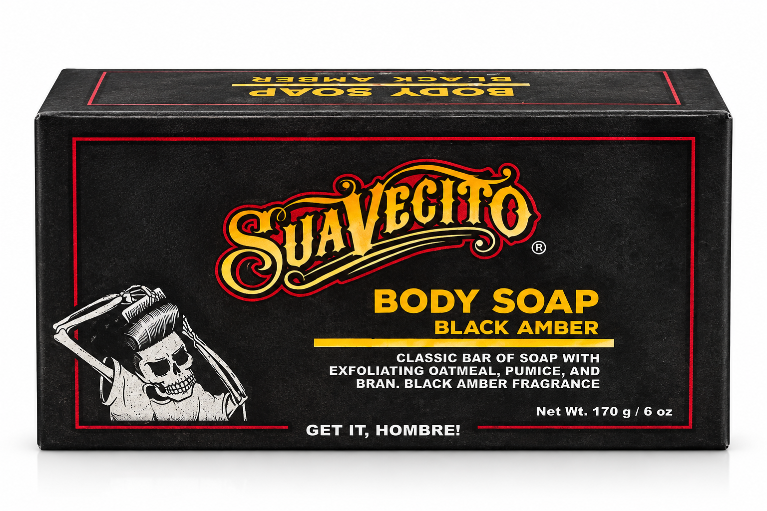 Suavecito Body Soap (Black Amber) exfoliating men's soap bar