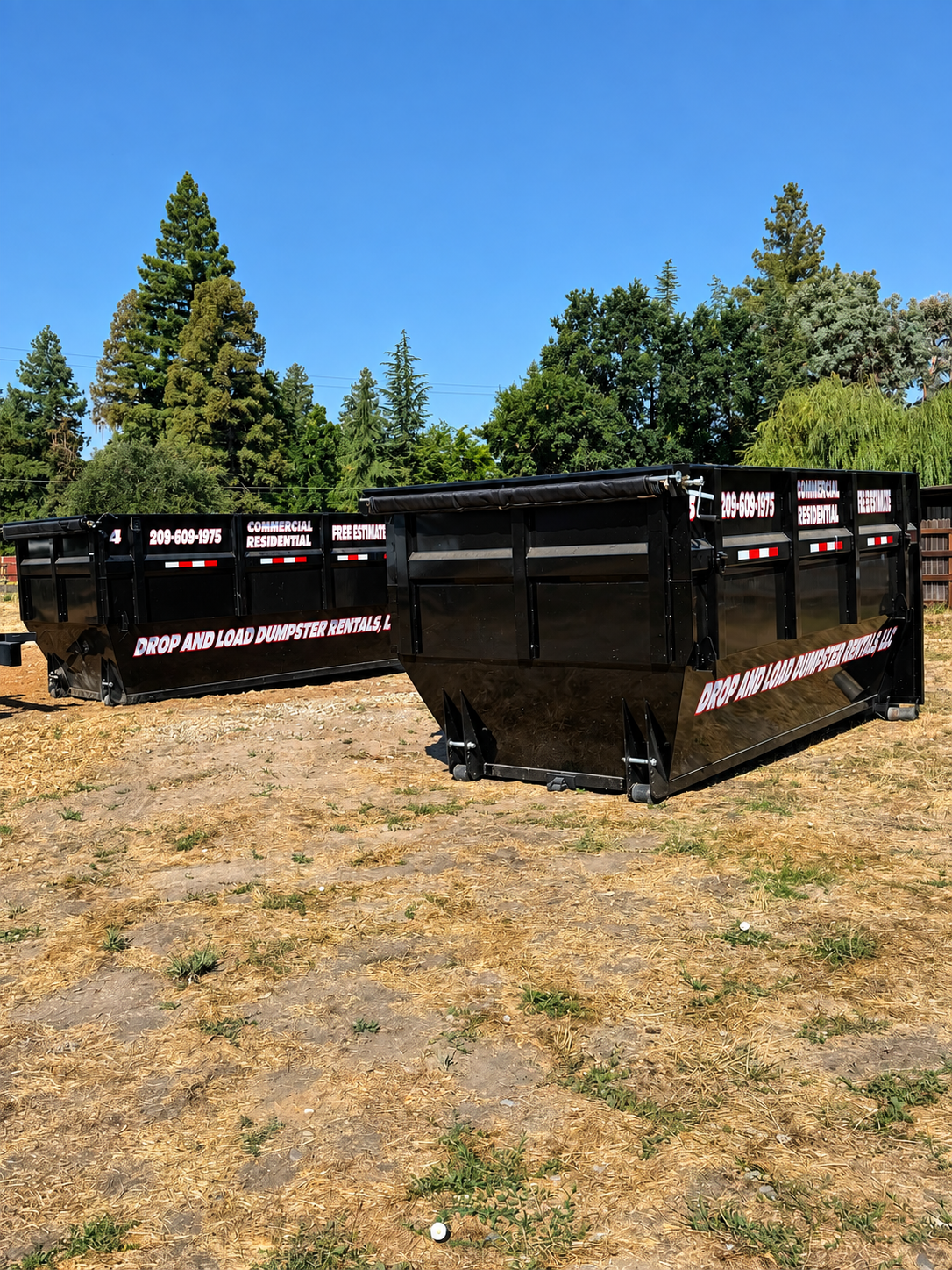 Drop And Load 20 and 25 yard commercial and residential roll-off dumpsters on jobsite