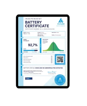 Certified AVILOO SOH Battery Certificate sample