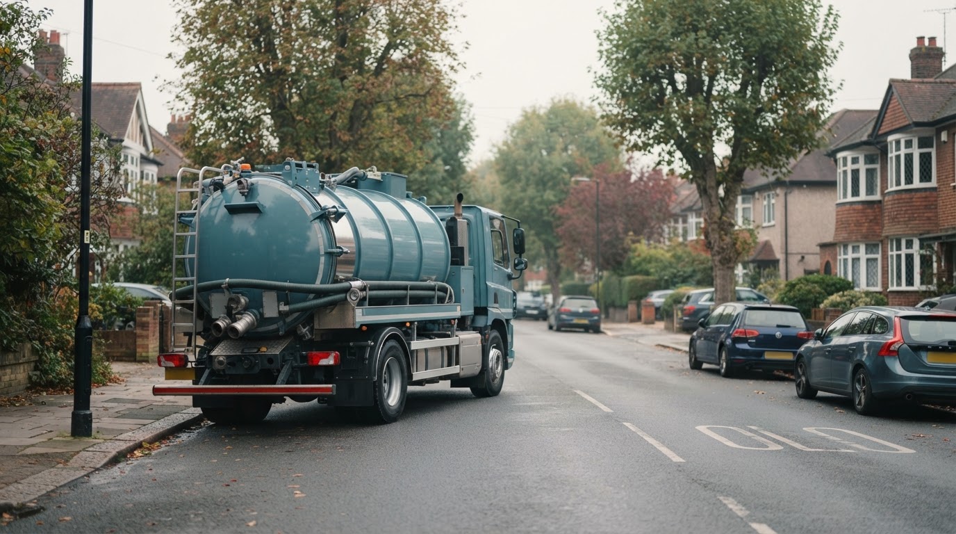 Drain Gain drainage tanker fleet on a UK street