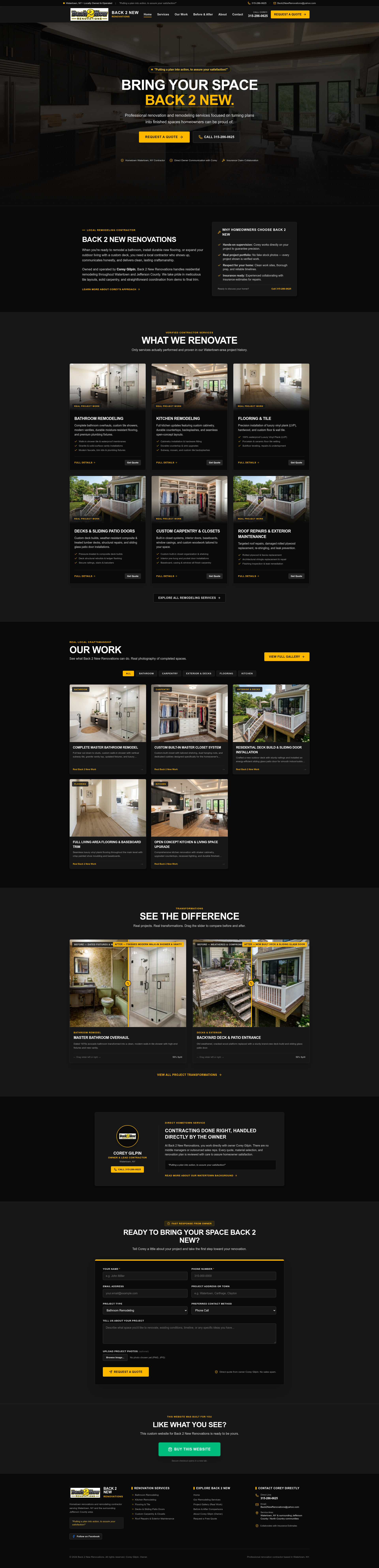 BACK 2 NEW RENOVATIONS website built by Kindex360