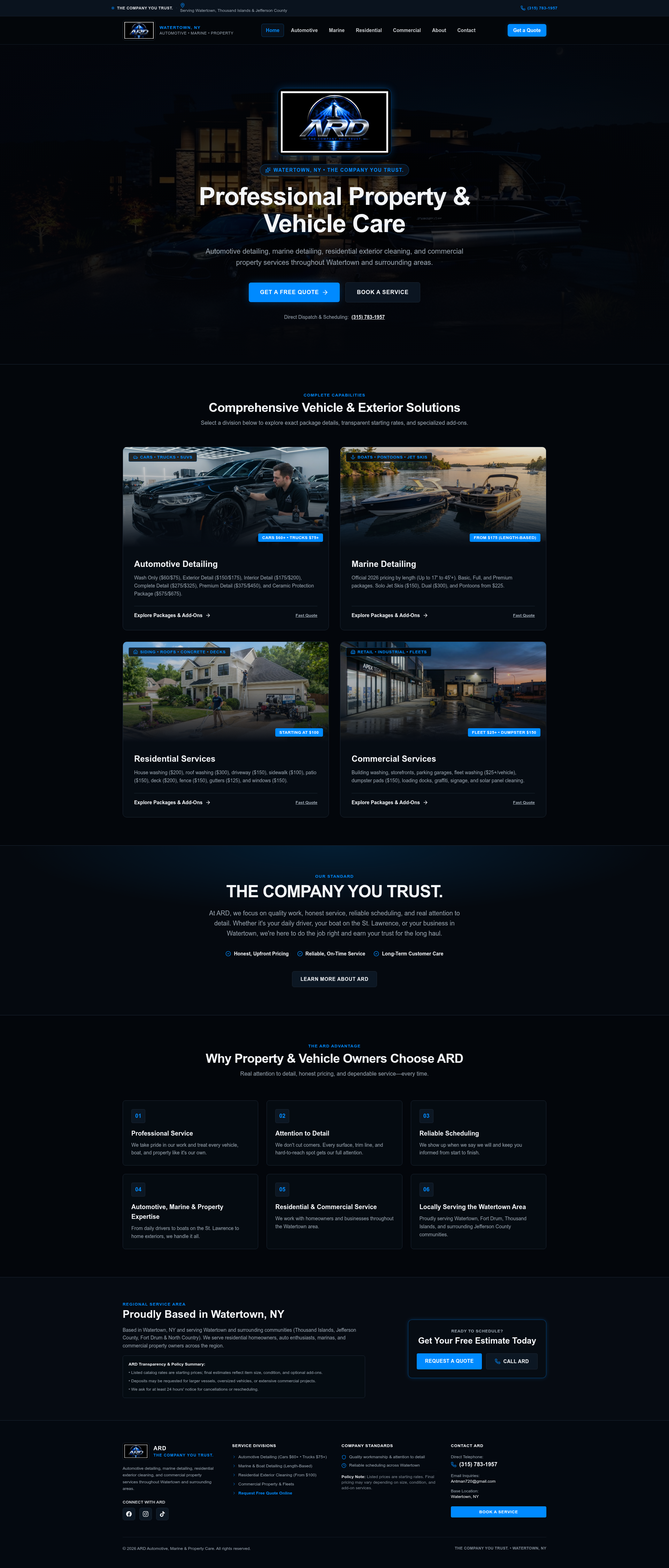 ARD DETAILING website built by Kindex360