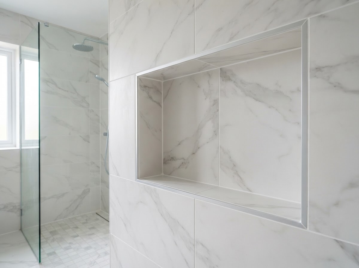 Tiling — Recessed tiled niche