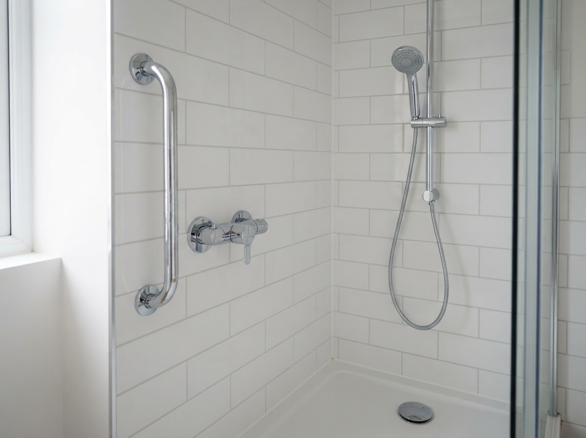 Bath to Shower Conversion — Grab rails & controls