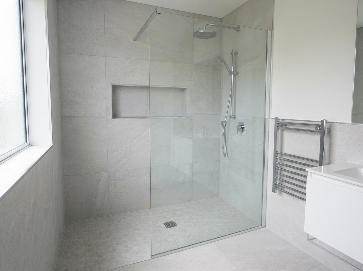 Ensuite Installation — Compact walk-in shower