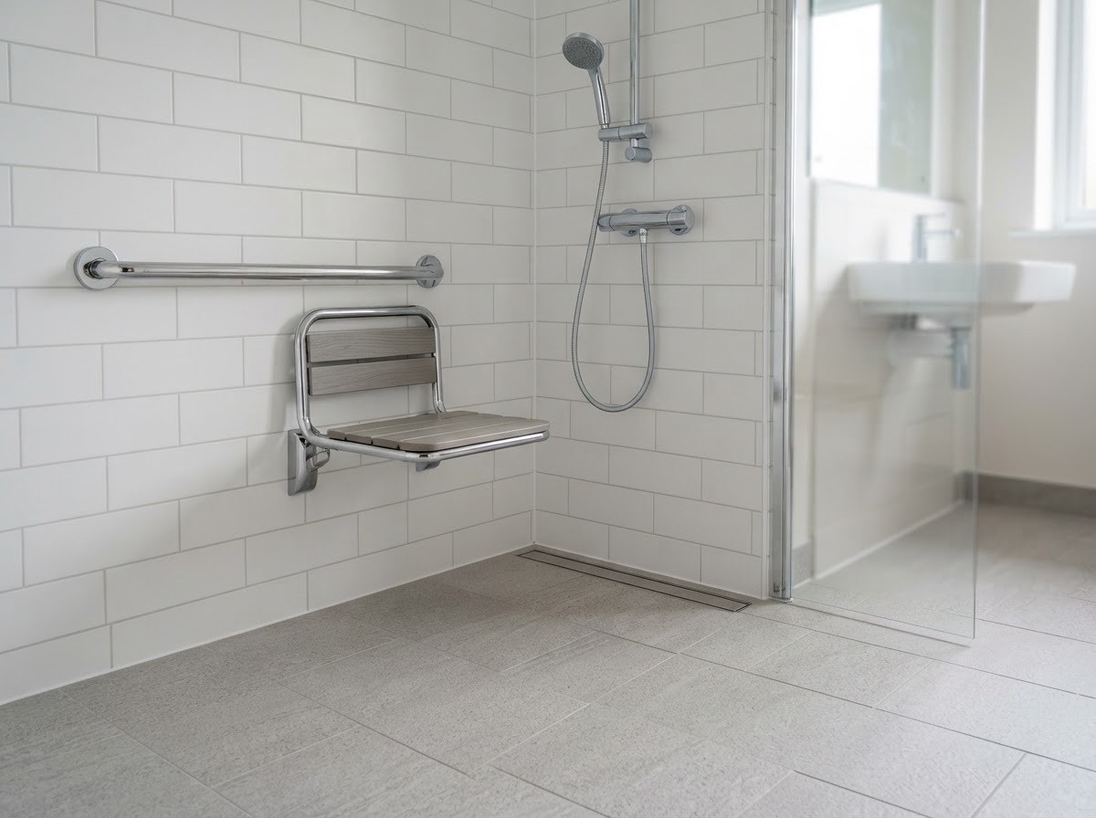 Disabled Adaptations — Shower seat & grab rails