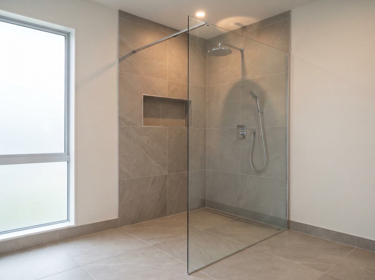 Bathroom Installation — Walk-in shower detail
