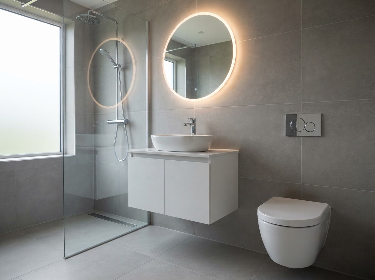 Wet Room Installation — Floating vanity & WC