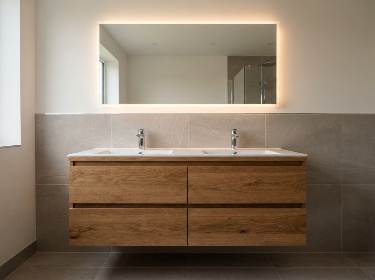 Bathroom Installation — Vanity & backlit mirror