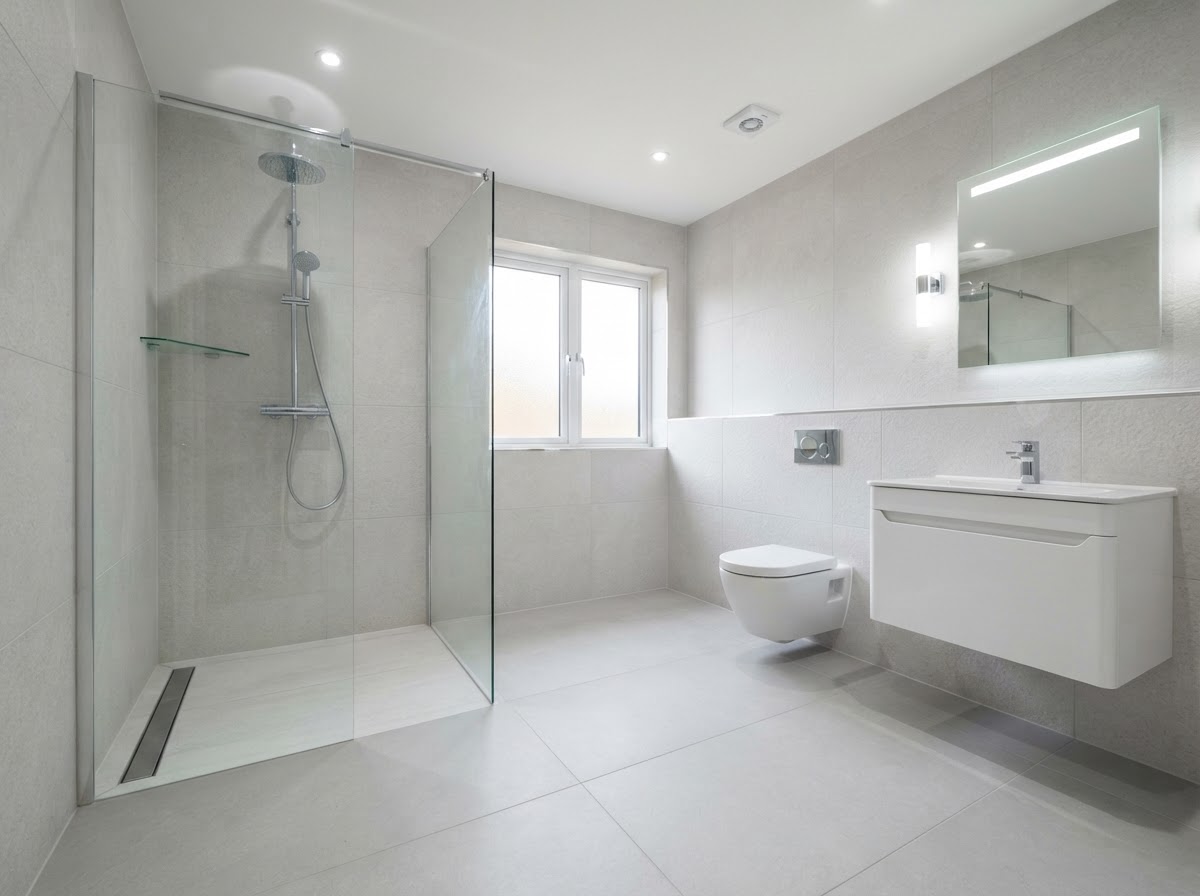 Bath to Shower Conversion — Open floor space gained