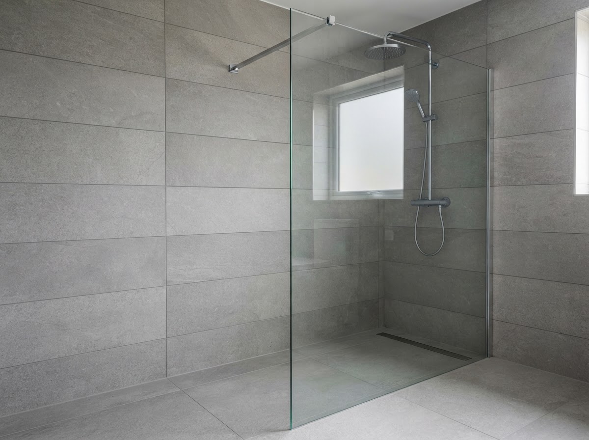Wet Room Installation — Glass splash screen