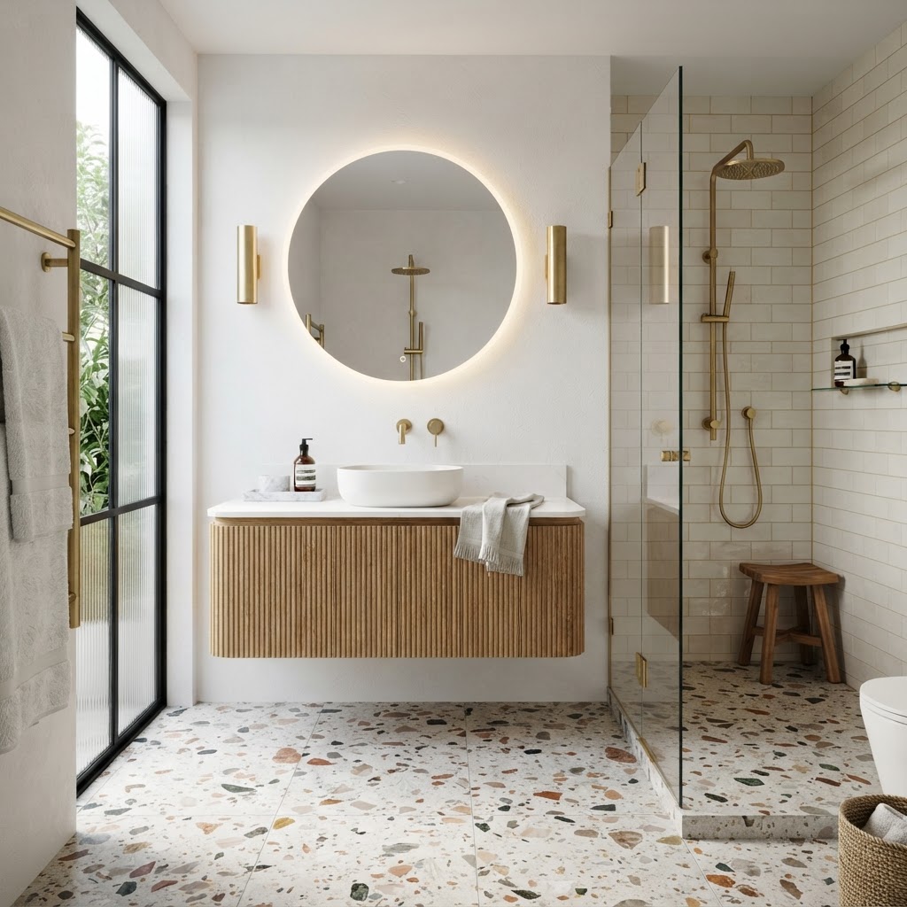 Designer Fluted Wood Ensuite