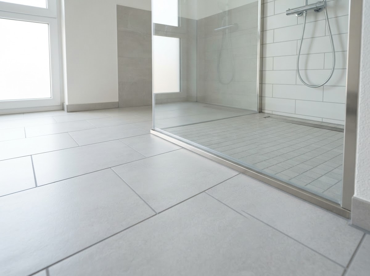 Bathroom Installation — Porcelain floor detail