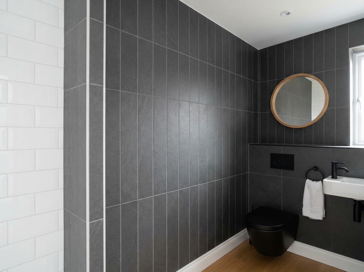 Cloakroom & Toilet — Feature wall tiling