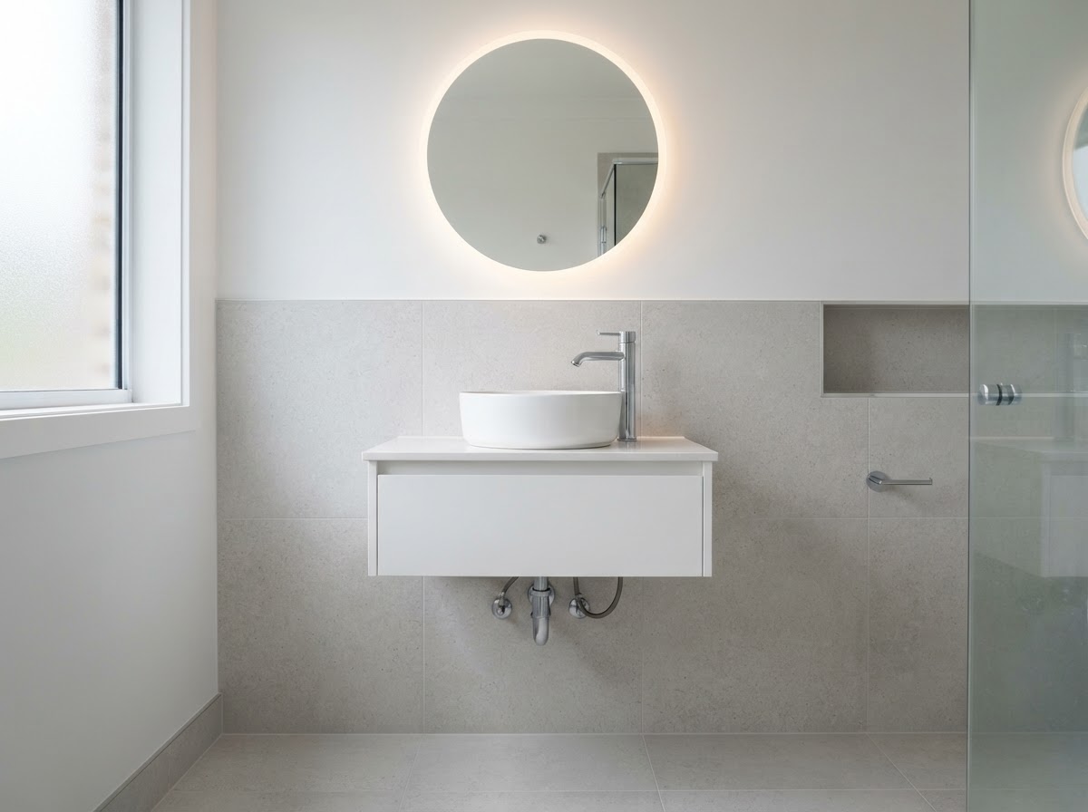Ensuite Installation — Floating vanity