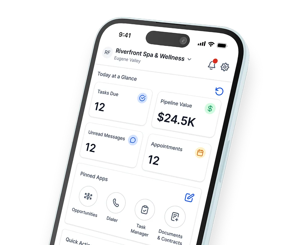 Wootomatic mobile CRM and pipeline tracking app running on an iPhone