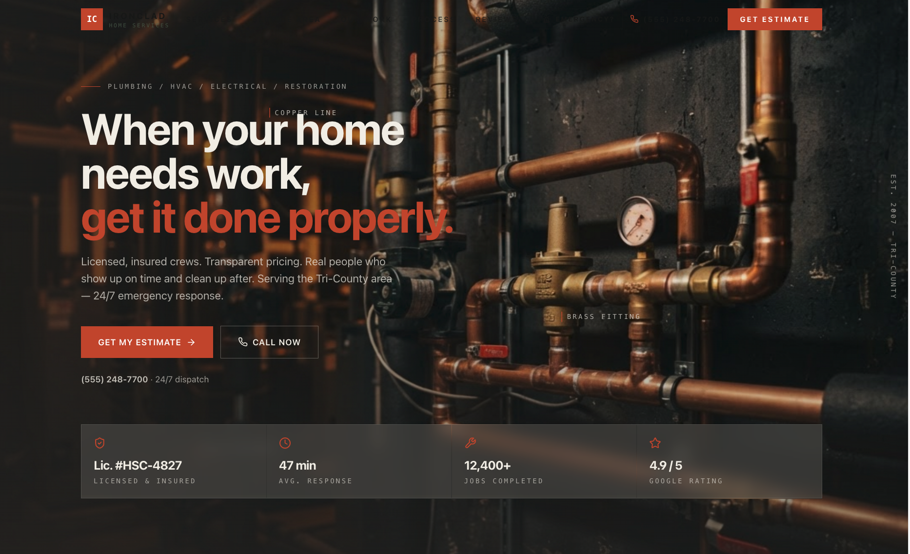 Ironclad Home Services — Plumbing, HVAC & Electrical website design by SmartDesign