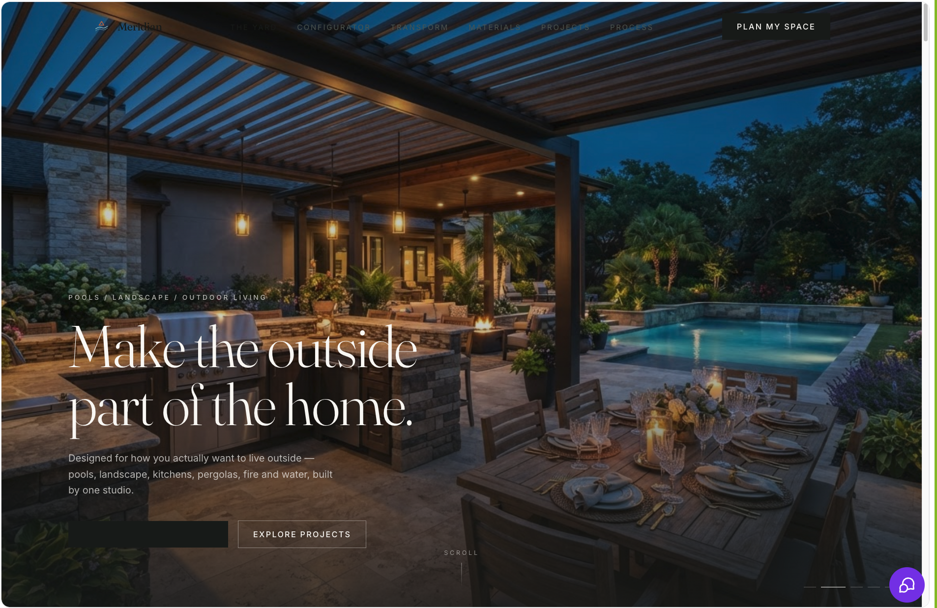 Meridian Outdoor Living — Luxury Landscape & Architecture website design by SmartDesign