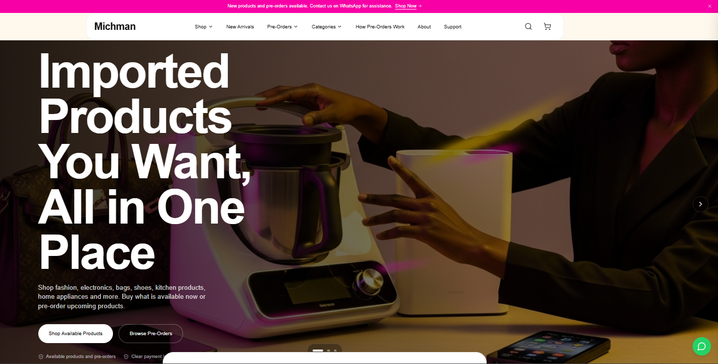 E-commerce store website - Michman