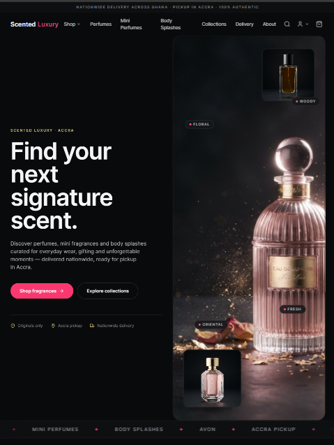 Luxury fragrance store website - Scented Luxury