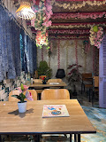 Seating area inside Genie's Cafe