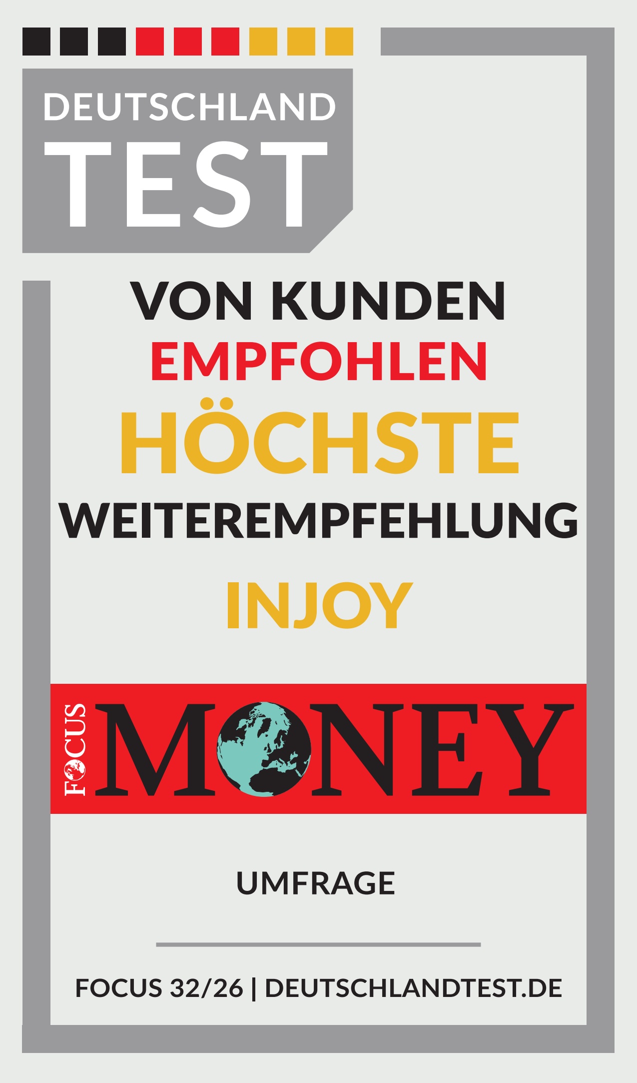 Deutschland Test - Höchste Weiterempfehlung INJOY - FOCUS MONEY