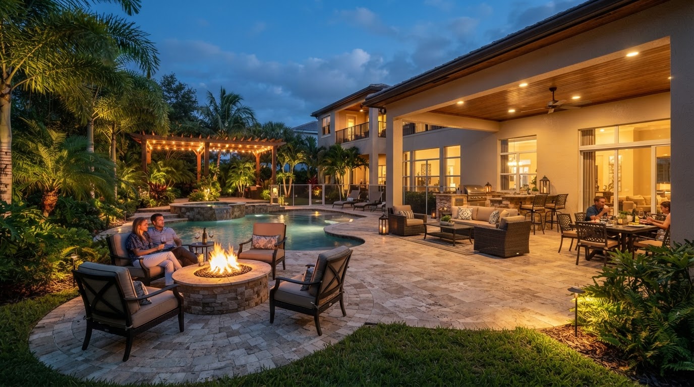 Completed home remodel with addition and outdoor living area by Cornerstone Construction near Belleview FL
