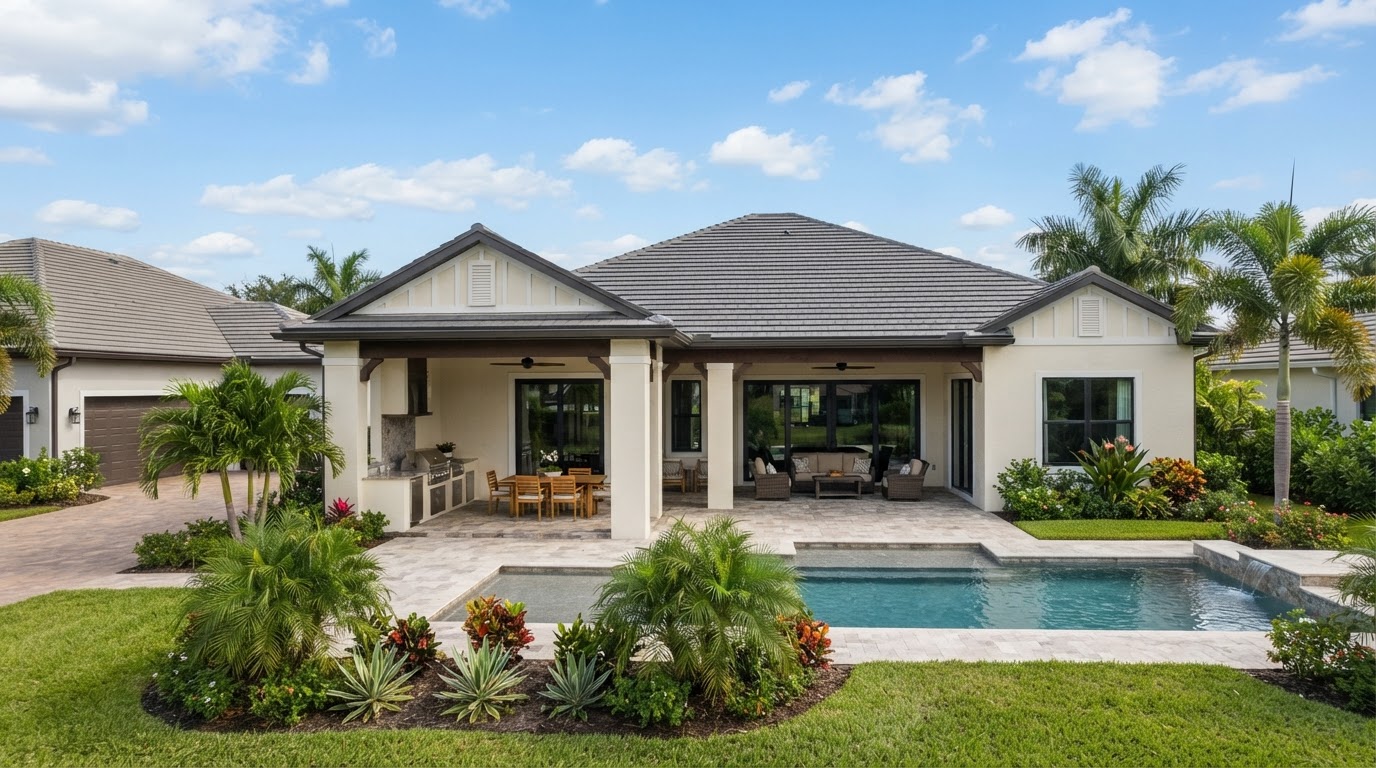 Newly built residential home addition integrated into an existing Florida house by Cornerstone Construction near Wildwood