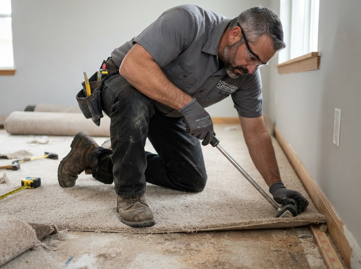 Knowsley Carpets & Flooring installer at work