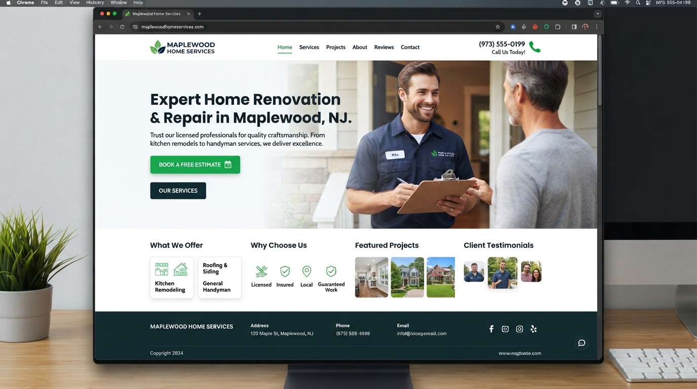 A modern professional local business website — after redesign