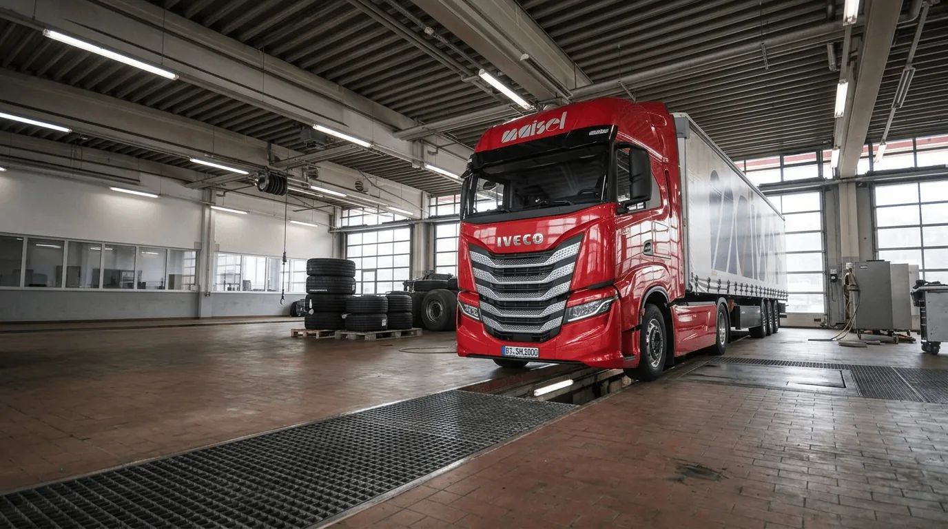 IVECO-LKW in der Werkstatthalle von Maisel Kraftfahrzeuge in Ottmannsreuth