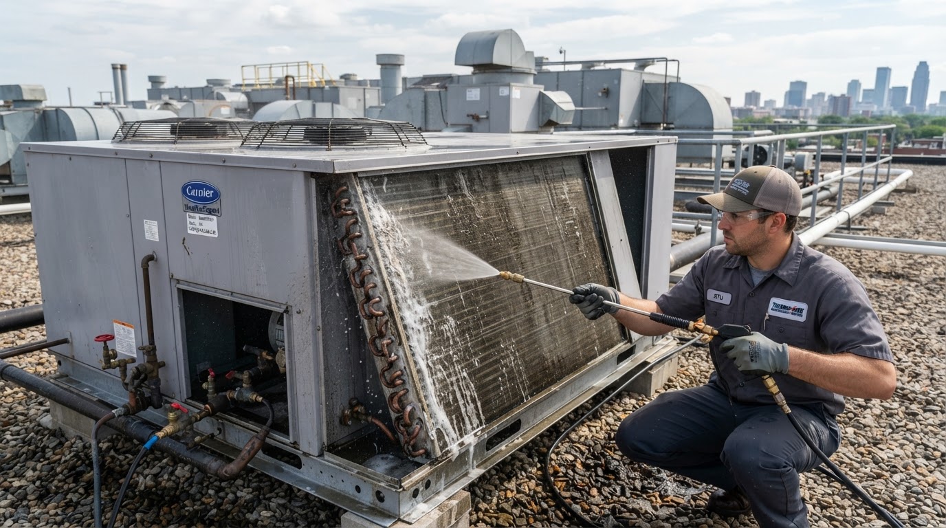 Commercial rooftop HVAC unit maintenance in Syracuse NY