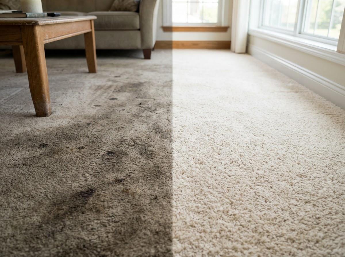 Carpet cleaning before and after result