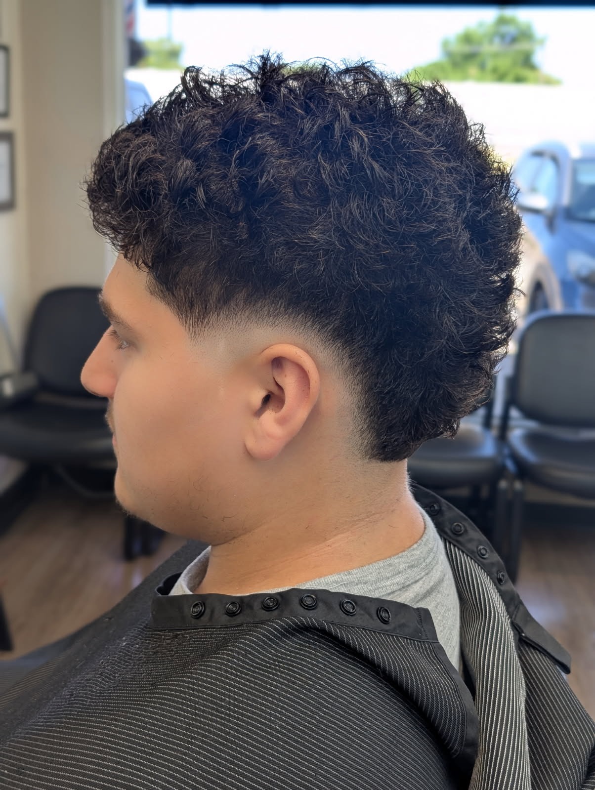 Burst Taper Fade with Textured Curly Top