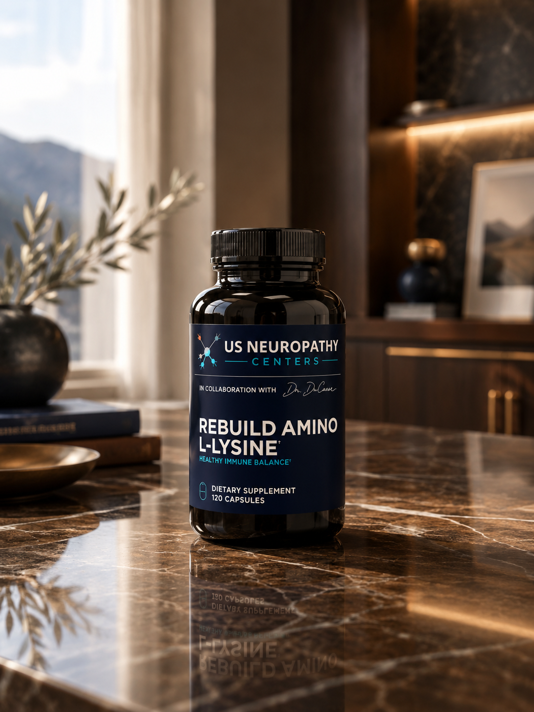 Rebuild Amino L-Lysine supplement bottle